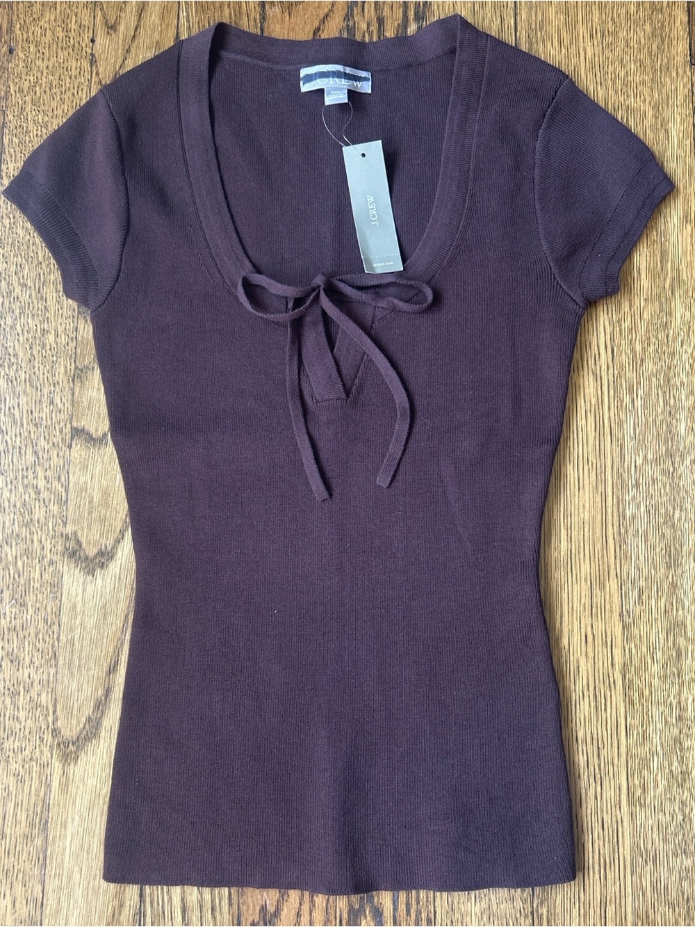 NWT J Crew Tie Front Short Sleeve Sweater